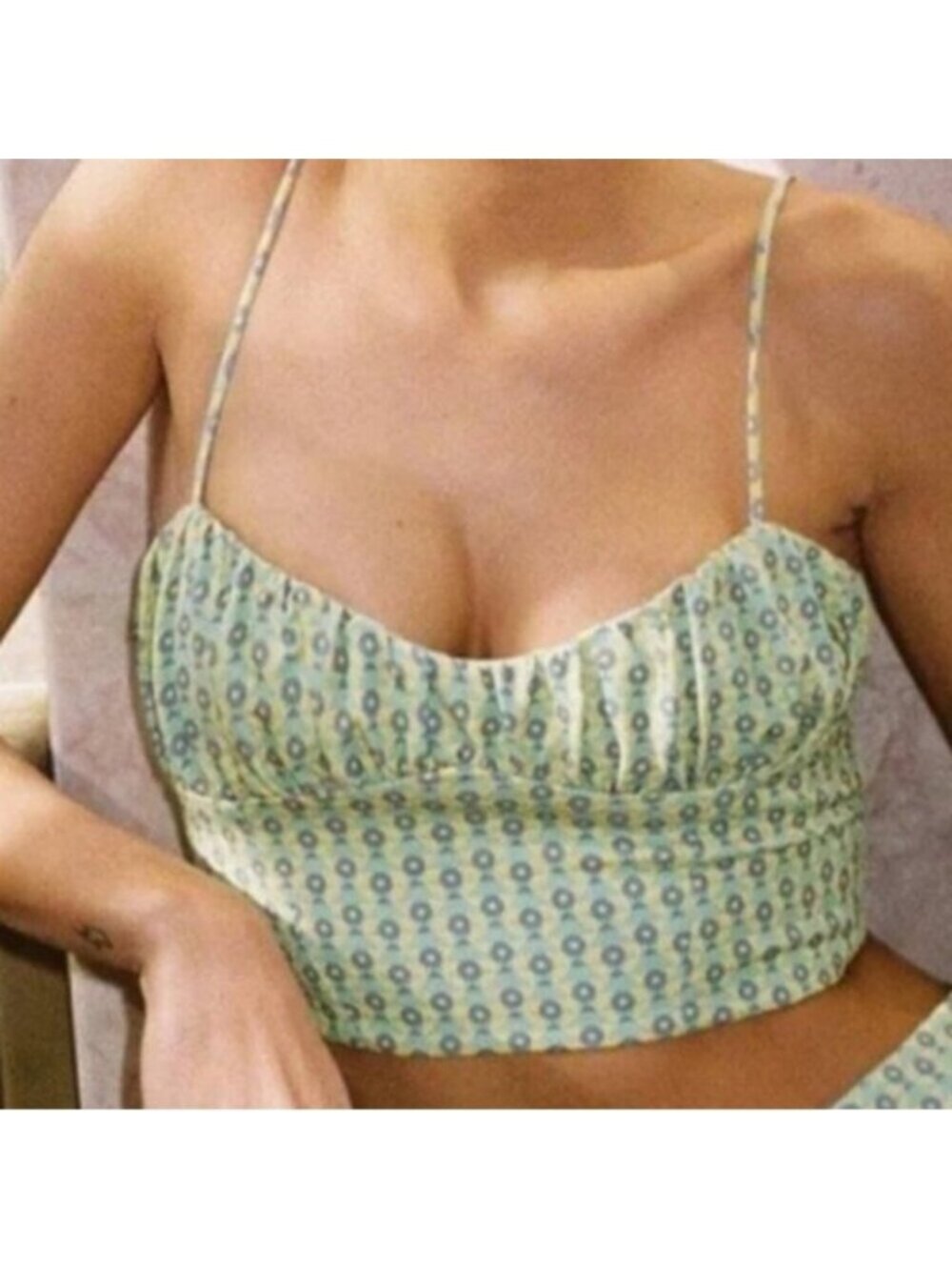 Zara Pastel Floral Printed Bustier Corset Inspired Tank Crop Top